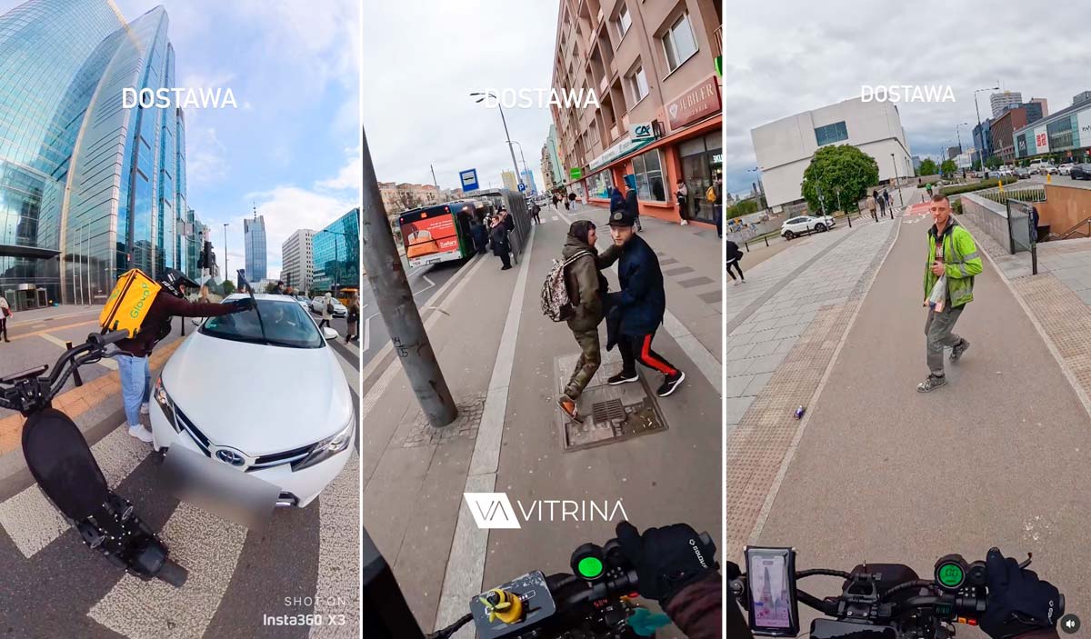 Парень из GLOVO кошмарит в Варшаве пешеходов и водителей, записывая это на видео. А еще и кричит на них. Для чего?