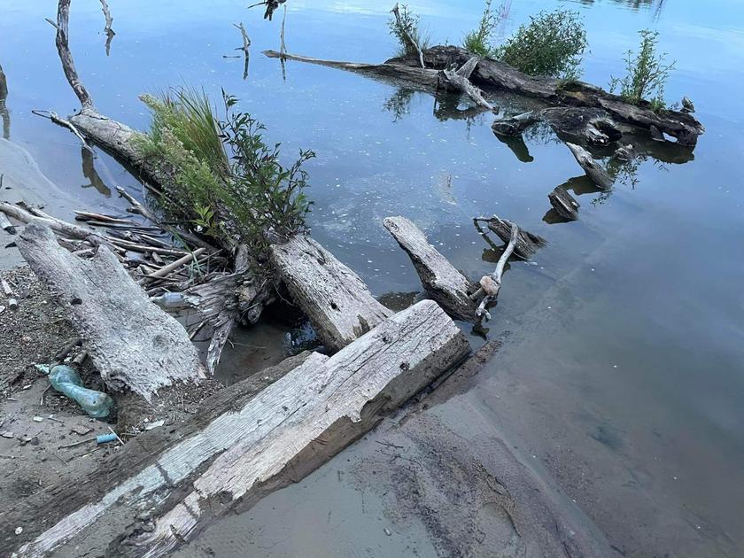 Находа старой лодки в водах Вислы возле Варшавы