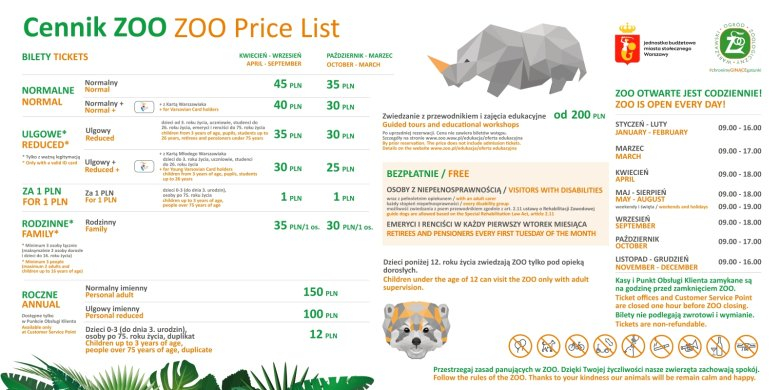 Zoo cennik
