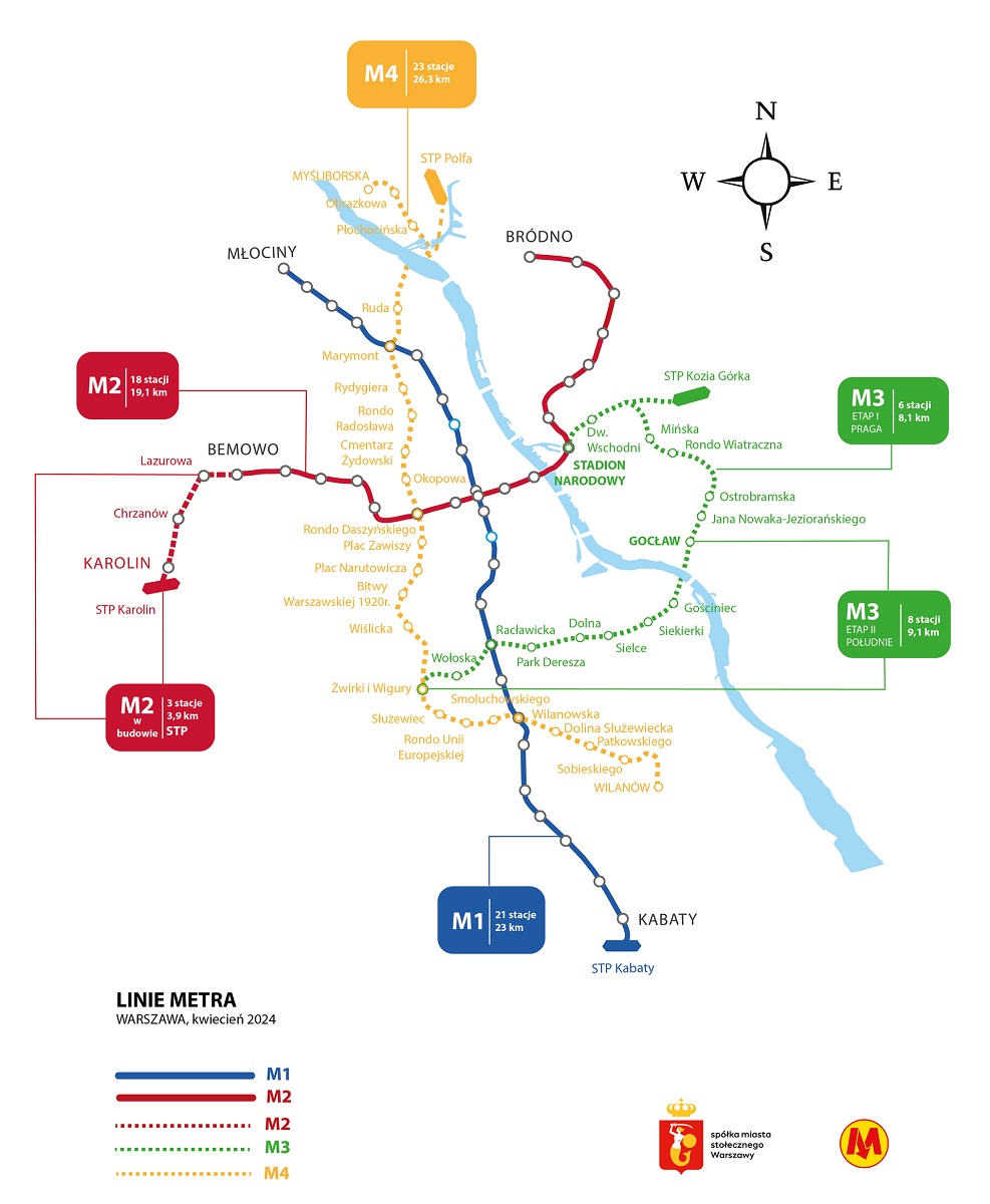 karta metro warszawa 4 linii