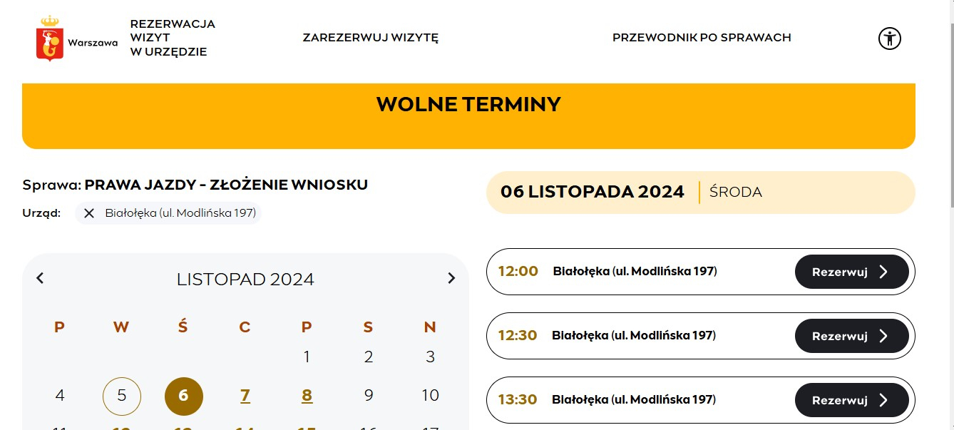 rezerwacja wizyty terminy