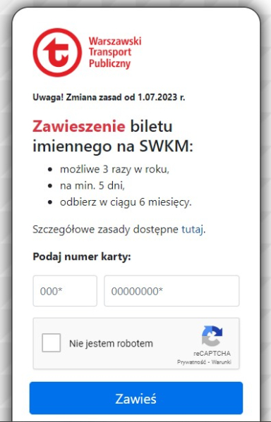 Zawieszenie biletu
