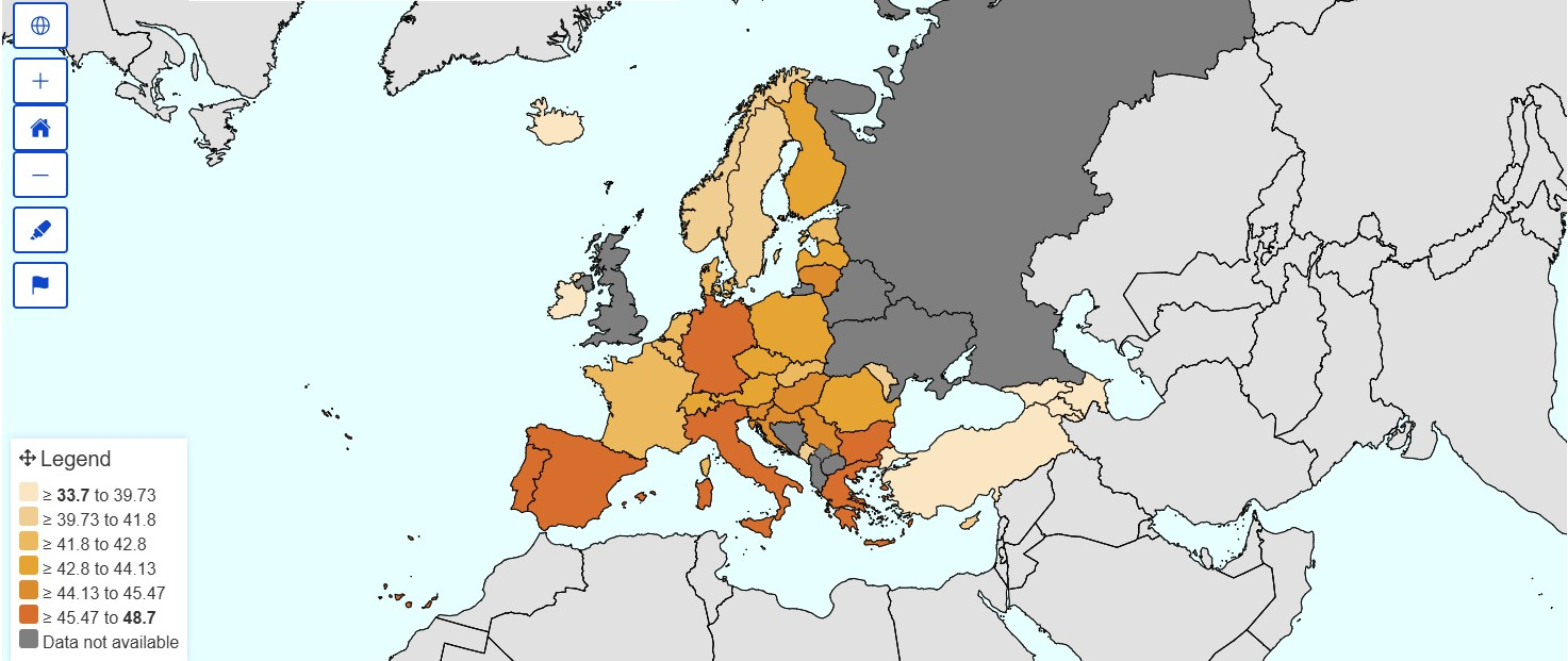 mediana wieku mapa